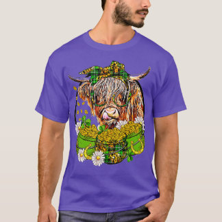 Camiseta Dia de São Patrício Highland Cow Funny Highland He