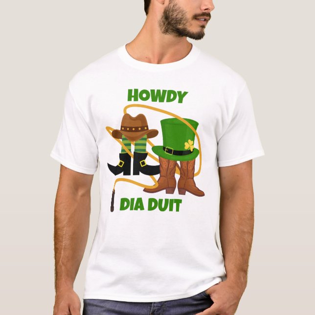 Camiseta DIA DE SÃO PATRÍCIO HOWDY DIA DUIT Cowboy (Frente)
