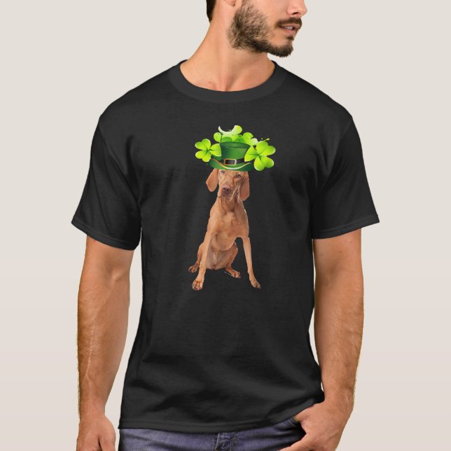 Camiseta Dia de São Patrício húngaro vizsPai Mãe Cão Irland (Frente)