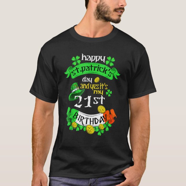 Camiseta Dia de São Patrício Iris Com 21 Anos (Frente)