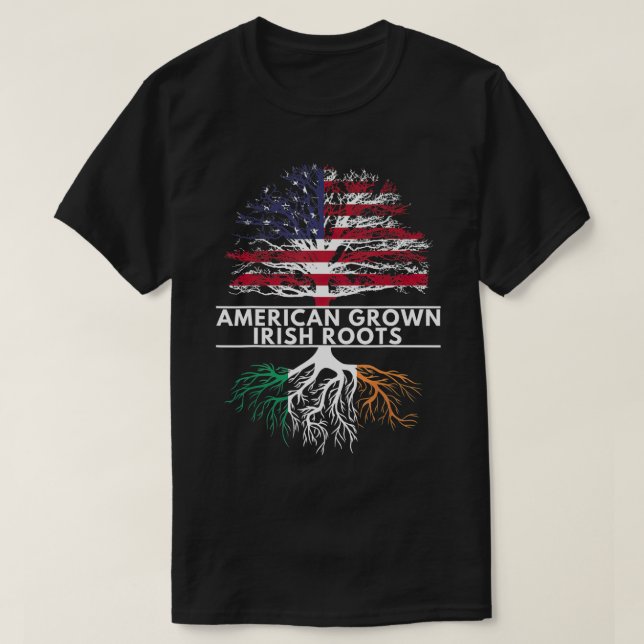 Camiseta Dia de São Patrício Irish American Flag Groots G (Frente do Design)