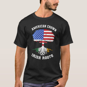 Camiseta Dia de São Patrício Irish American Flag Grown Root
