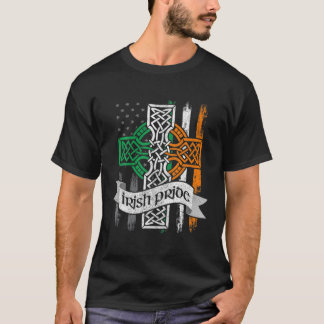 Camiseta Dia de São Patrício Irish American Flag , Men Boys