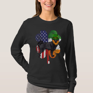 Camiseta Dia de São Patrício Irish American Flag Schipperke