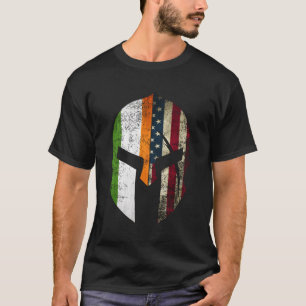 Camiseta Dia de São Patrício Irish American Spartan Helmet 