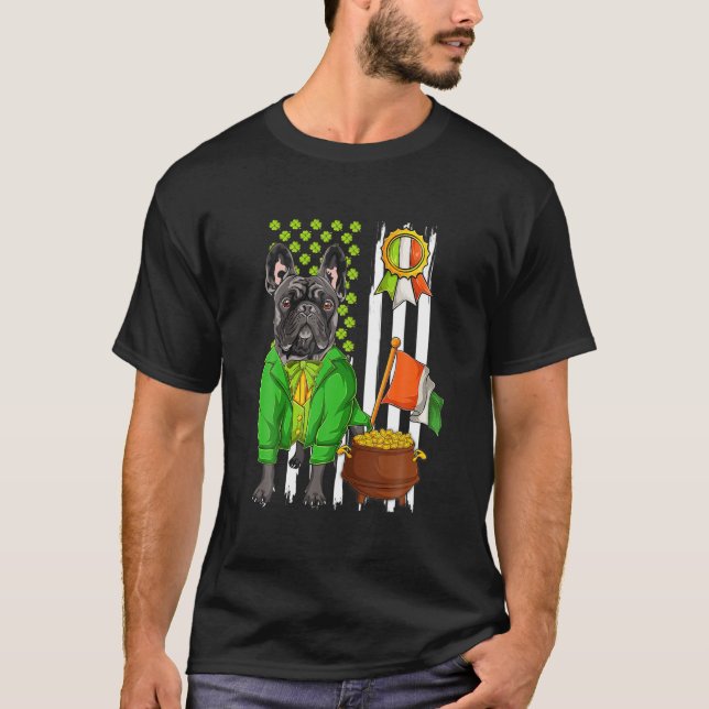 Camiseta Dia de São Patrício Irish Bulls Dog Leprecha (Frente)