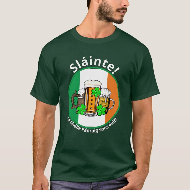 Camiseta DIA DE SÃO PATRÍCIO Irish Flag Beer (Frente)