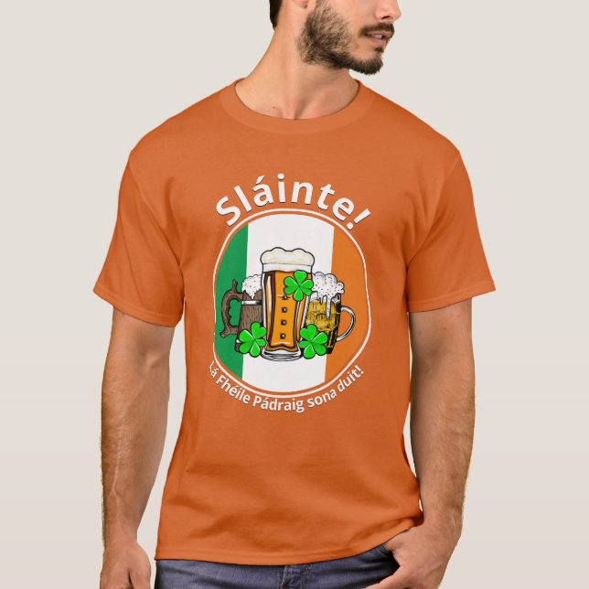 Camiseta DIA DE SÃO PATRÍCIO Irish Flag Beer Unisex (Frente)