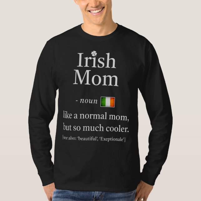 Camiseta Dia de São Patrício Irish Flag Mãe Noun Significa (Frente)