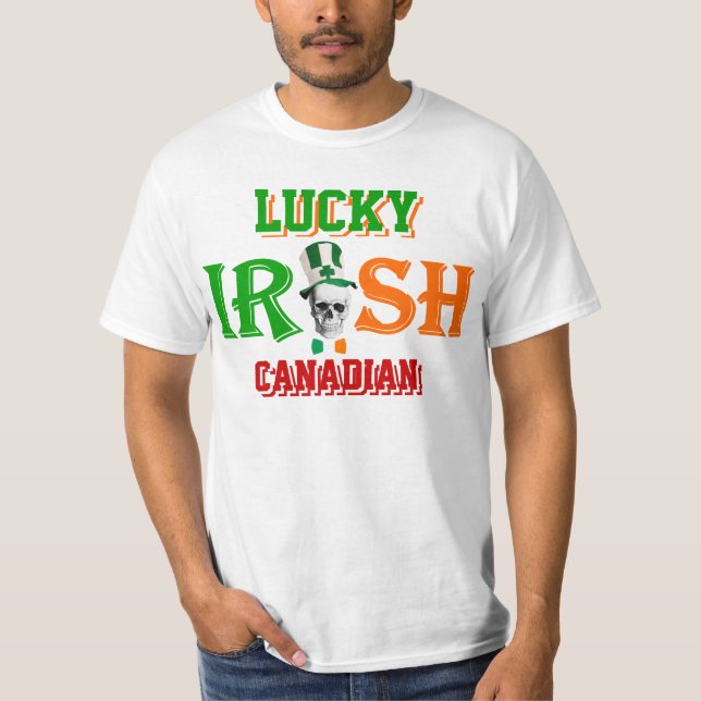 Camiseta Dia de São Patrício irlandês canadense sortudo (Frente)