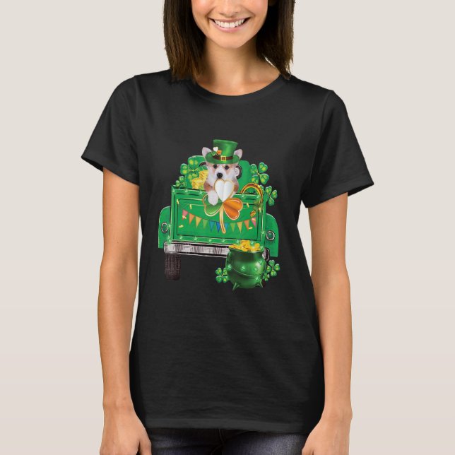Camiseta Dia de São Patrício irlandês Corgi Funny Leprechau (Frente)