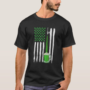 Camiseta Dia de São Patrício Irlandês de Bandeira Americana