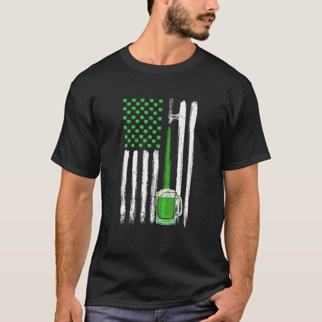Camiseta Dia de São Patrício Irlandês de Bandeira Americana (Frente)
