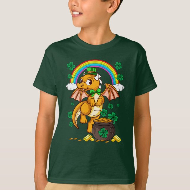 Camiseta Dia de São Patrício irlandês do Dragão Leprechaun (Frente)