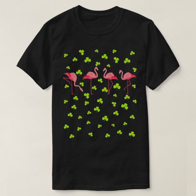 Camiseta Dia de São Patrício Irlandês Flamingo Santo Pattys (Frente do Design)