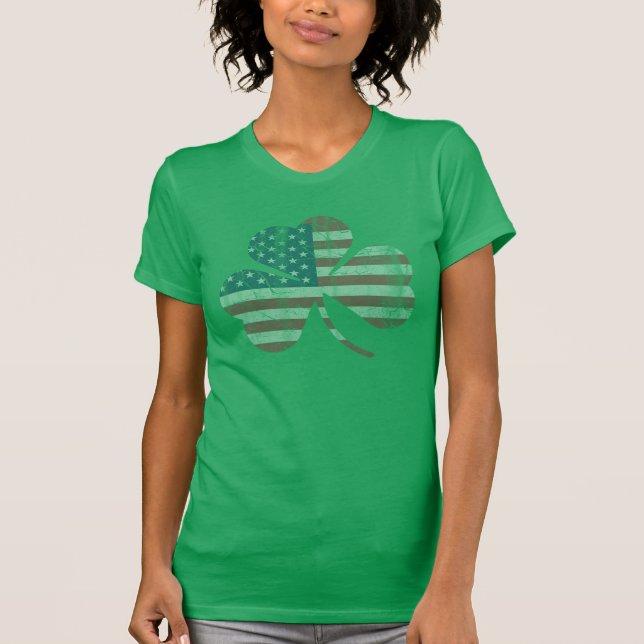 Camiseta Dia de São Patrício irlandês Irish American Flag S (Frente)