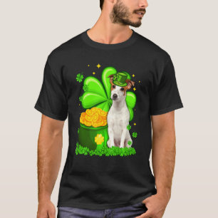 Camiseta Dia de São Patrício Jack Russell Terrier Shamrock