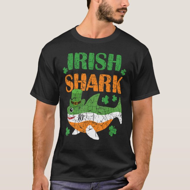 Camiseta Dia de São Patrício Kids Toddler Irish Shark Irela (Frente)