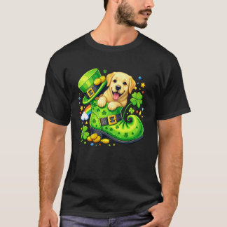 Camiseta Dia de São Patrício Labrador Retriever Duende