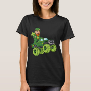 Camiseta Dia de São Patrício Leprechaun Monster Truck