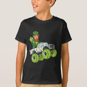 Camiseta Dia de São Patrício Leprechaun Monster Truck
