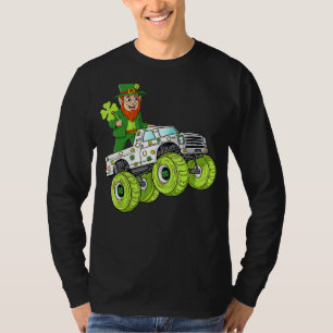 Camiseta Dia de São Patrício Leprechaun Monster Truck Lucky