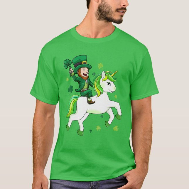 Camiseta Dia de São Patrício Leprechaun no Unicorn Leprico (Frente)