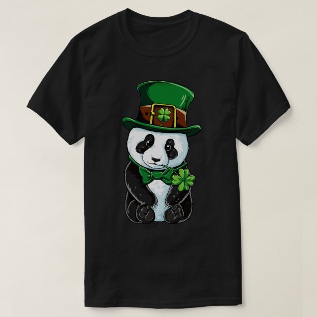 Camiseta Dia de São Patrício Leprechaun Panda Cute Irish Gi (Frente do Design)