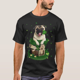Camiseta Dia de São Patrício Leprechaun Pug Cão Trevo Irlan