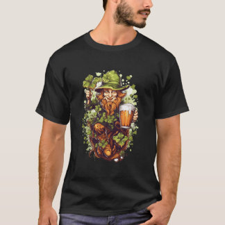 Camiseta Dia de São Patrício Leprechaun Shamrock Beer Beben
