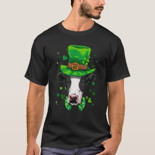Camiseta Dia de São Patrício Leprechaun Vaca Trevo Vaca Íri
