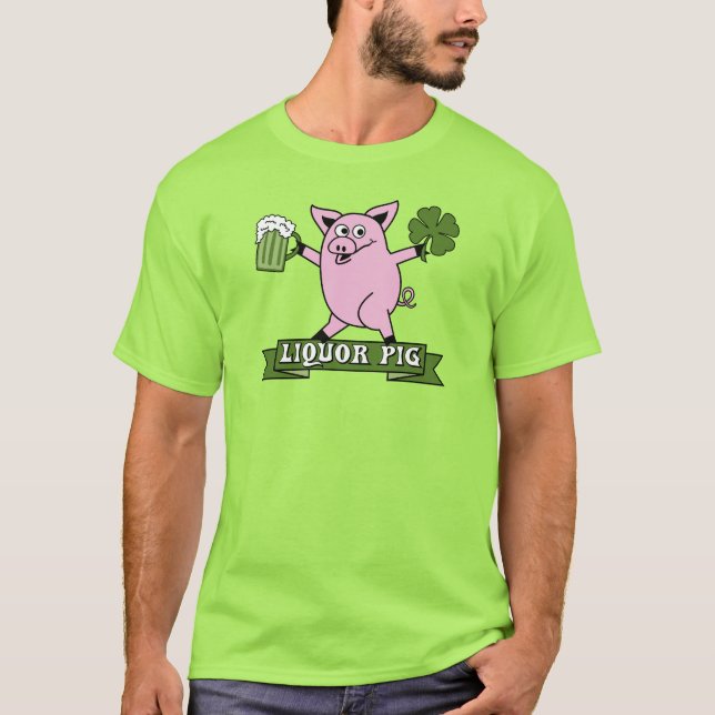 Camiseta Dia de São Patrício Liquor Porco (Frente)