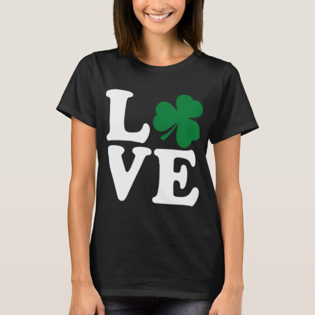 Camiseta Dia de São Patrício Love Irish Shamrock Green Clov (Frente)
