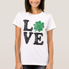 Camiseta Dia de São Patrício LOVE Shamrock Irish