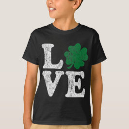 Camiseta Dia de São Patrício LOVE Shamrock Irish
