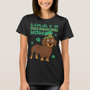 Camiseta Dia de São Patrício Lucky Dachshund Mãe