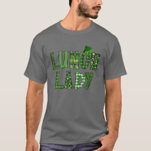 Camiseta Dia de São Patrício Lunch Lady Leopard Shamrock
