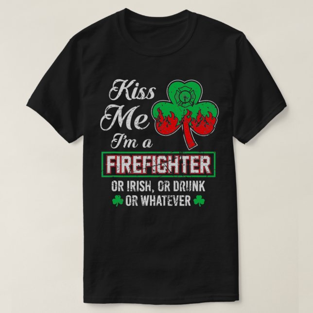 Camiseta Dia de São Patrício me beija o bebado irlandês bom (Frente do Design)