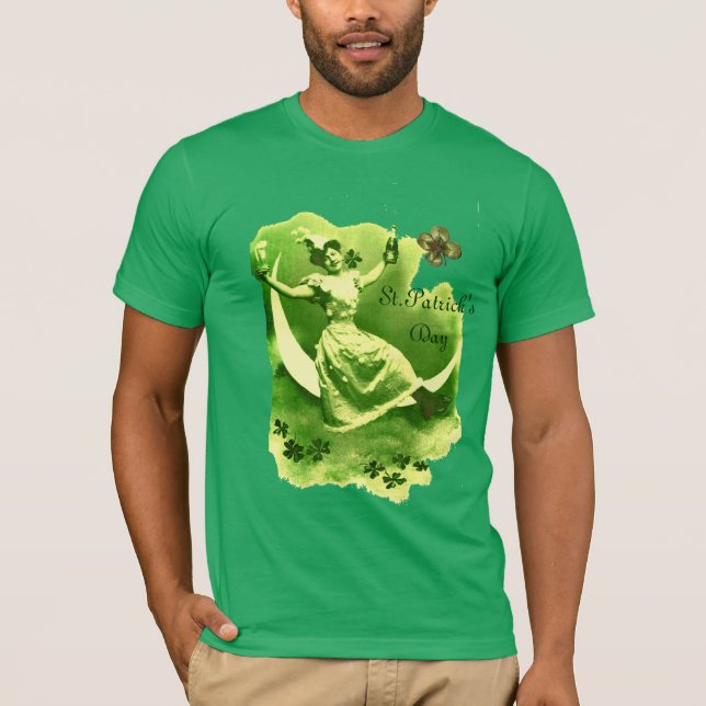 CAMISETA DIA DE SÃO PATRÍCIO MOON LADY COM SHAMROCKS MONOGR (Frente)