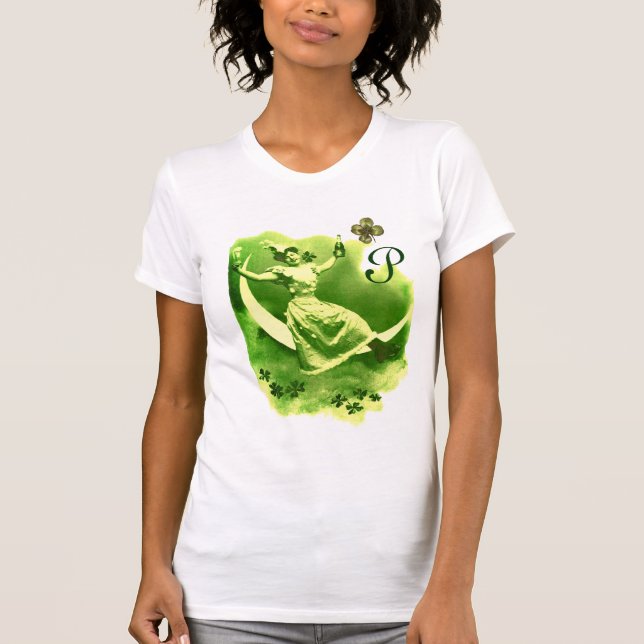 CAMISETA DIA DE SÃO PATRÍCIO MOON LADY COM SHAMROCKS MONOGR (Frente)