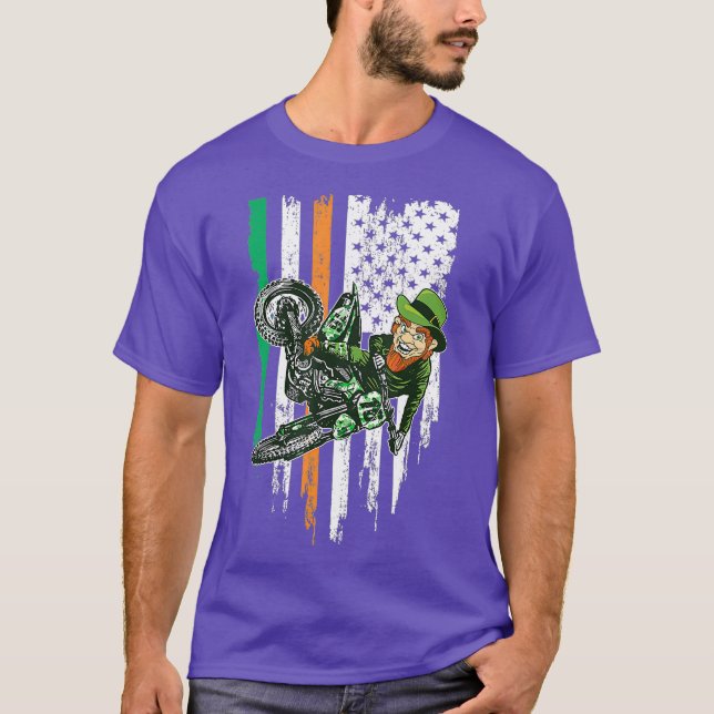 Camiseta Dia de São Patrício Motocross MX Irish Leprechaun (Frente)