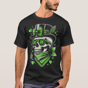 Camiseta Dia de São Patrício Mulheres Caveira Coque Desarru