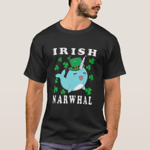 Camiseta Dia de São Patrício Narwhal Irish Narwhal Shamro
