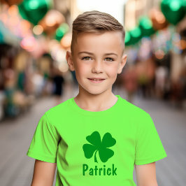 Camiseta Dia de São Patrício para Crianças de Shamrock Verd