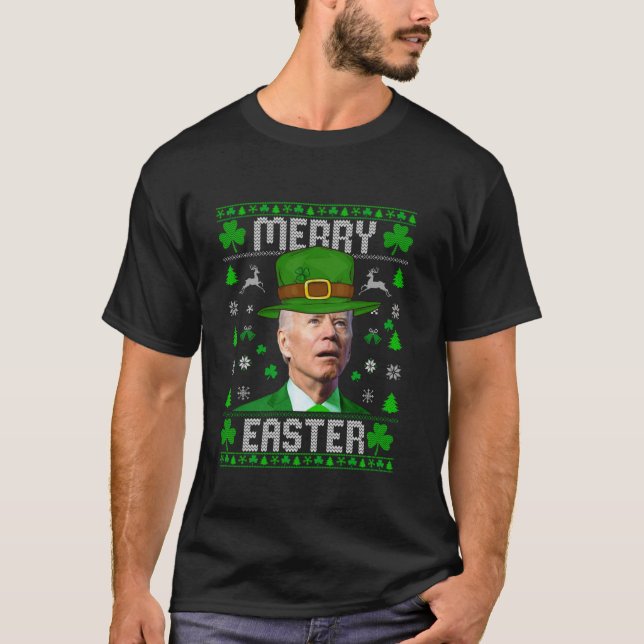 Camiseta Dia de São Patrício Páscoa de feliz Joe Biden Hat  (Frente)