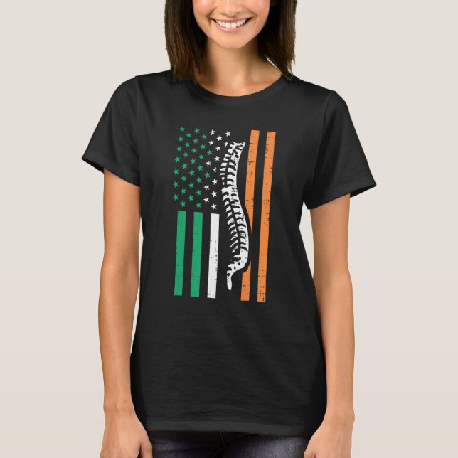 Camiseta Dia de São Patrício Patriótico de Espinha Irlandes (Frente)