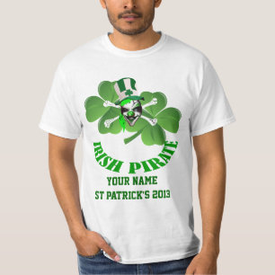 Camiseta Dia de São Patrício pirata irlandês personalizado