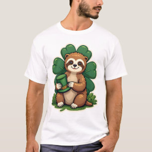 Camiseta Dia de São Patrício Preguiça Antiga Arte de Trevo 