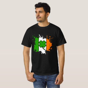 Camiseta Dia de São Patrício Preto Shamrock Irish Flag