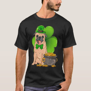 Camiseta Dia de São Patrício Pug Shamrock Pet Dog